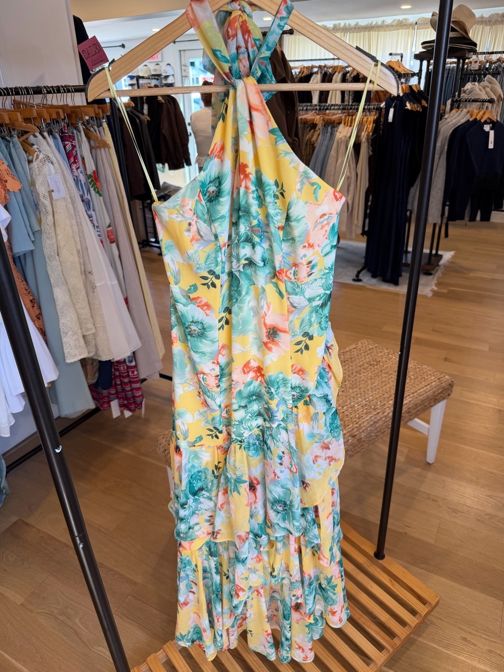 Bethina Yellow Green Floral Dress |ASTR
